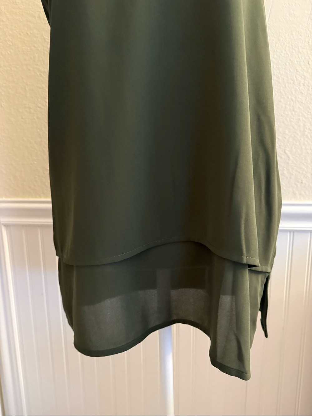 MK Sleeveless V-Neck Layered Hem Tank Tunic - Olive Green - Picture 5 of 5